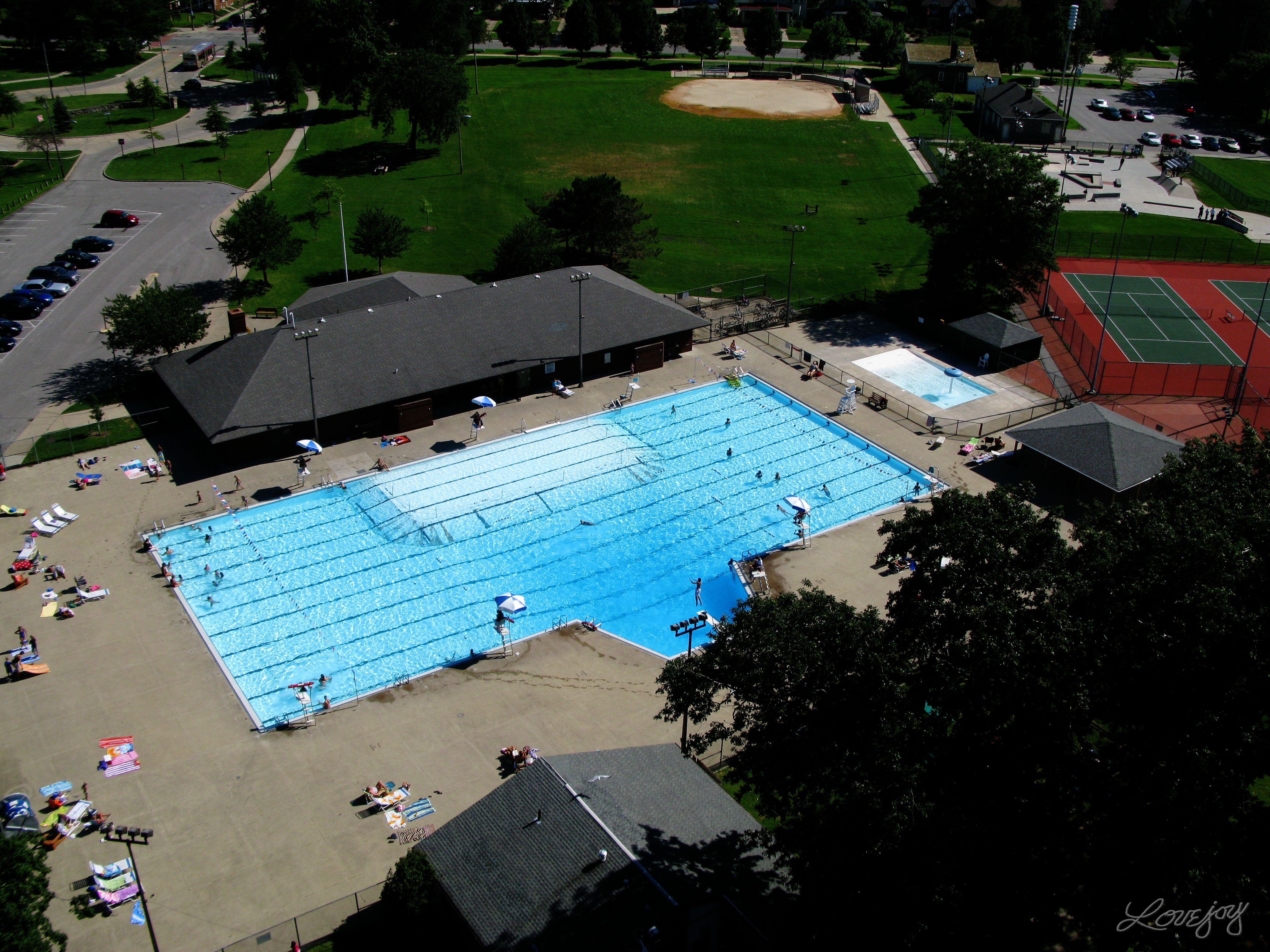 Foster Pool as seen from a kite