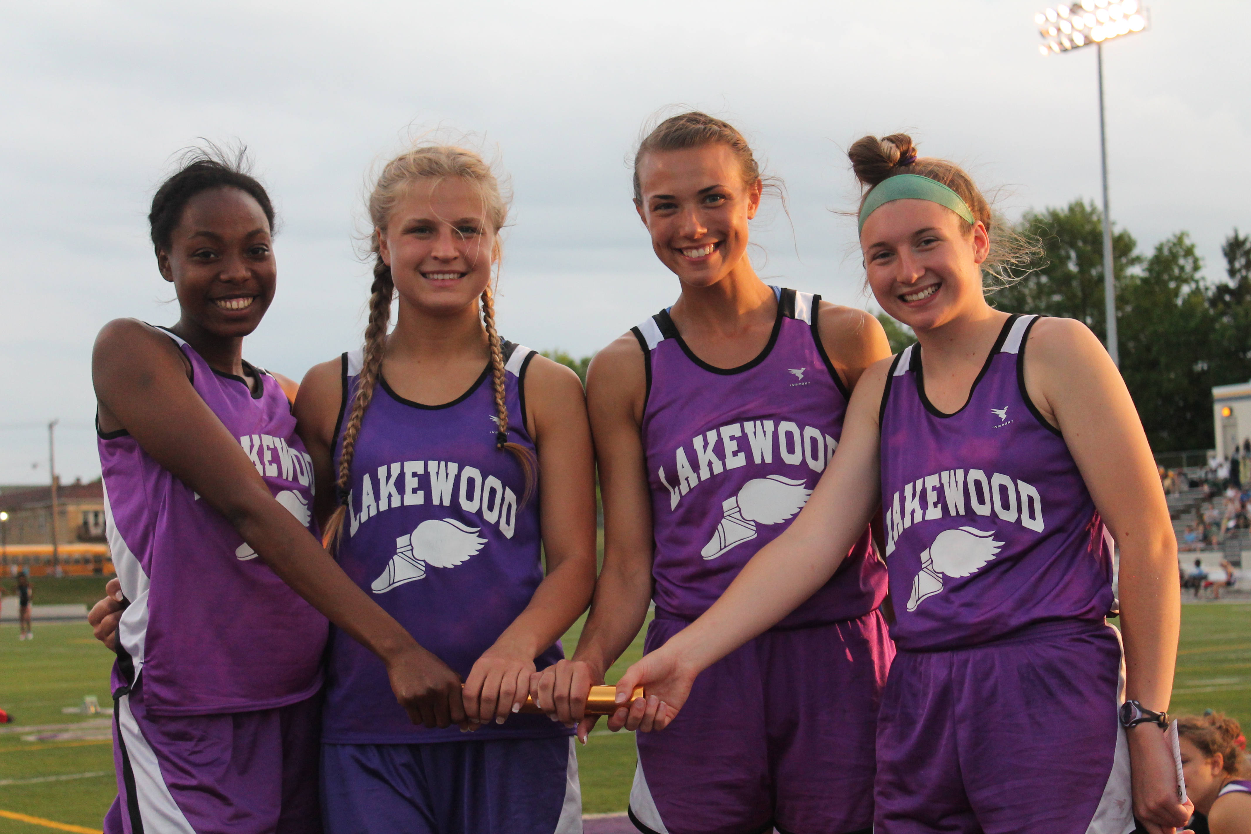 The LHS Girls 4x400m relay: Simone Brown, Julie Herman, Amanda Sacha, Alyssa Hasman