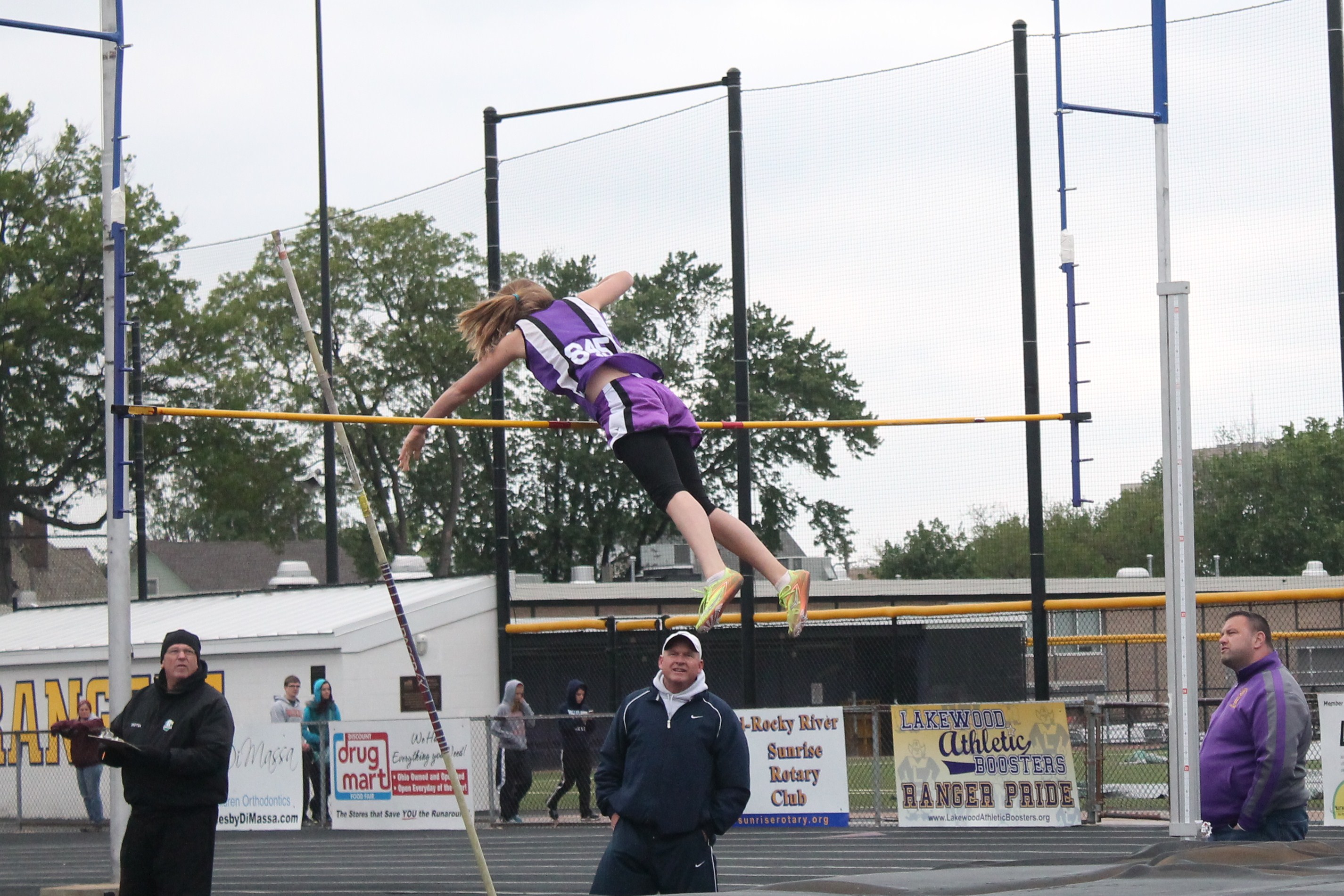 Clare Toole clears 8'3" to quallify for the Regional Meet