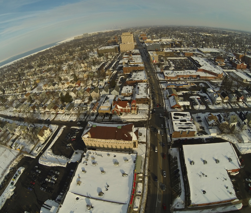 Aerial of downtown Lakewood taken at 4PM today.