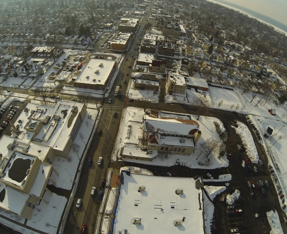 Aerial of downtown Lakewood taken at 4PM today.