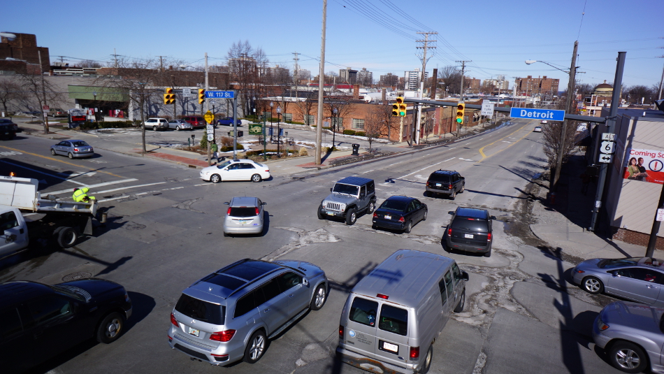 People on the Cleveland side dodge 12" deep potholes while the Lakewood side is being filled.