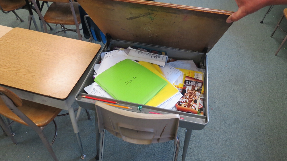 Looks like my desk back then and yes I let it slam closed...