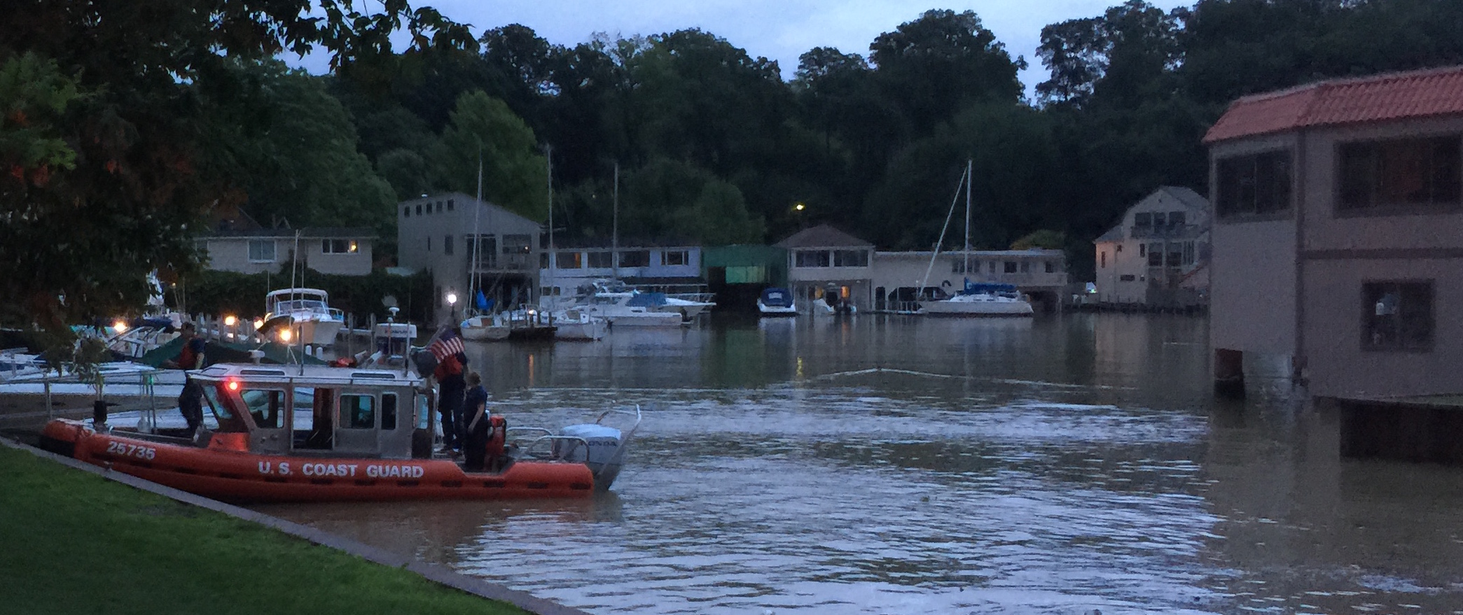 US Coast Guard Responds to help the Rocky River/Lakewood Police boat rescue the two young men,