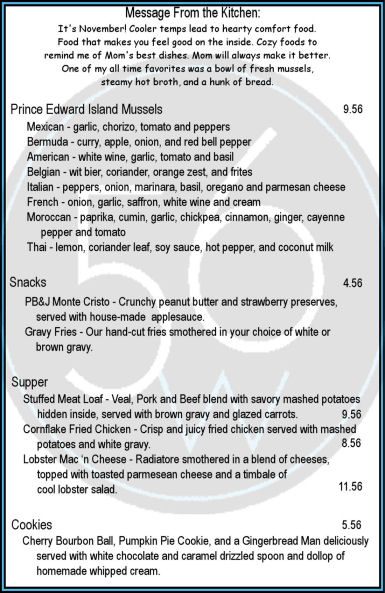 Our special menu