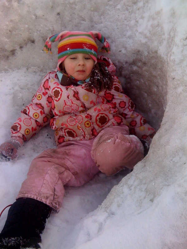 Inside of a frozen wave on Lake Erie.