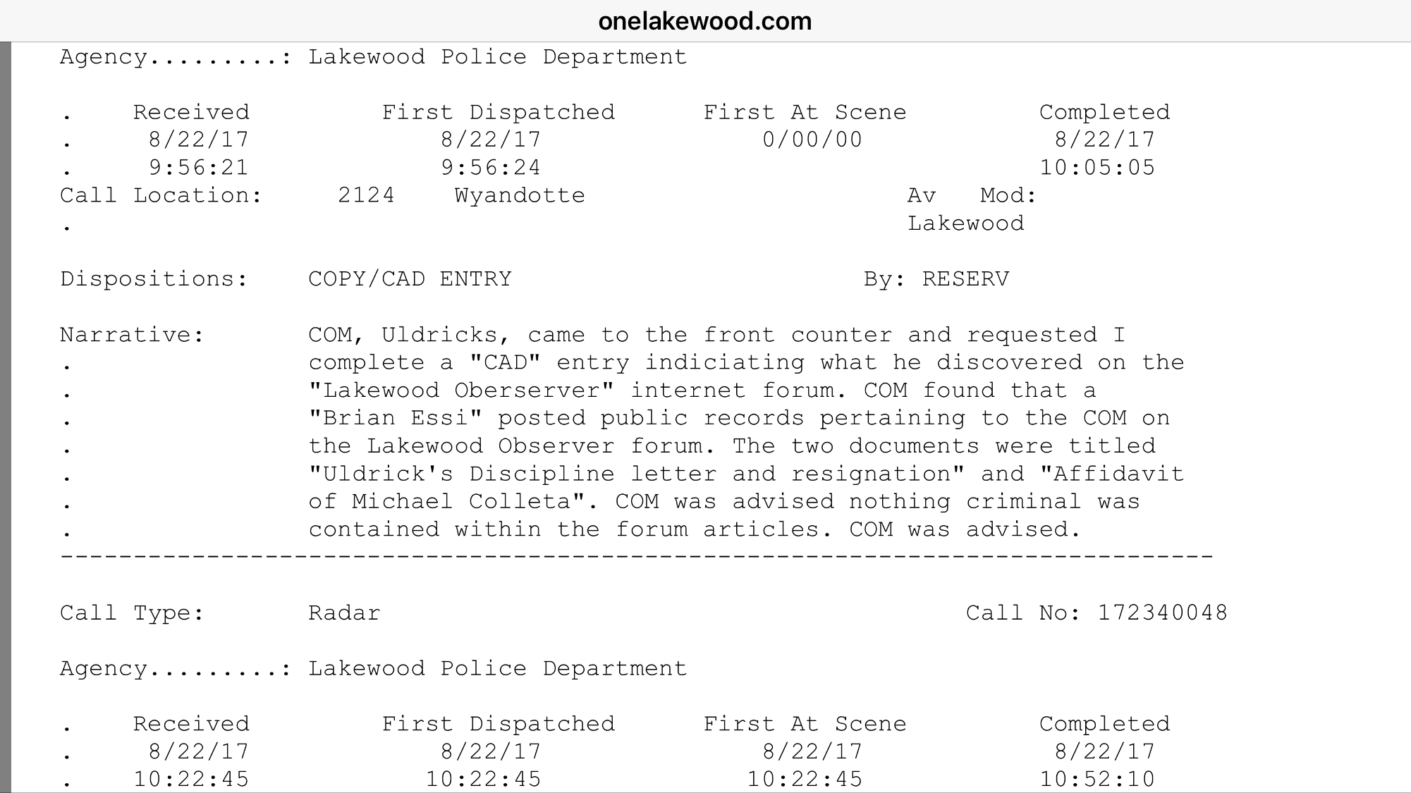 Uldricks 8.22.17 Communication with Lakewood Police.PNG