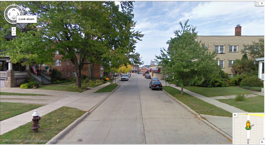 Looking north towards the Ganley Site.  The apt buildings on each end shield the homes.